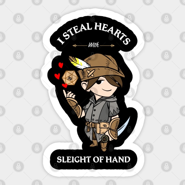 Thief I Steal Heart D20 Dice Dungeons Fantasy Tabletop RPG Roleplaying D20 Gamer Sticker by TheBeardComic